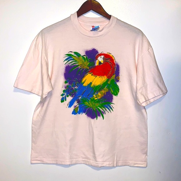 T-shirt Vintage Hanes Top-T Années 90 - Imprimé Animal/tribal, Single Stitch, Taille XL, Occasion Bon état